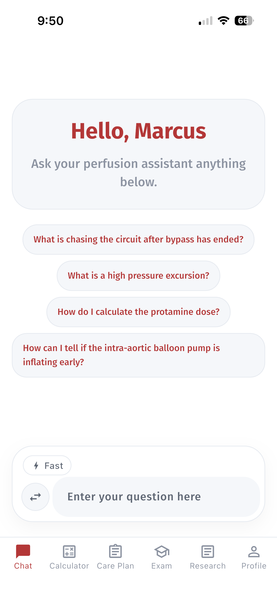 Light mode chat screen in Perfusion Mind V2.0